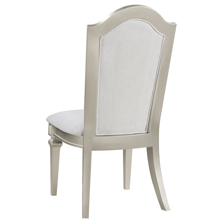 Evangeline Upholstered Dining Side Chair with Faux Diamond Trim Ivory and Silver Oak (Set of 2)