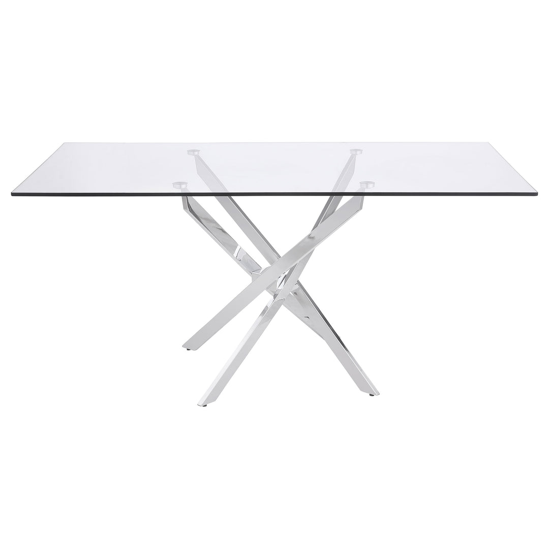 Carmelo X-shaped Dining Table Chrome and Clear