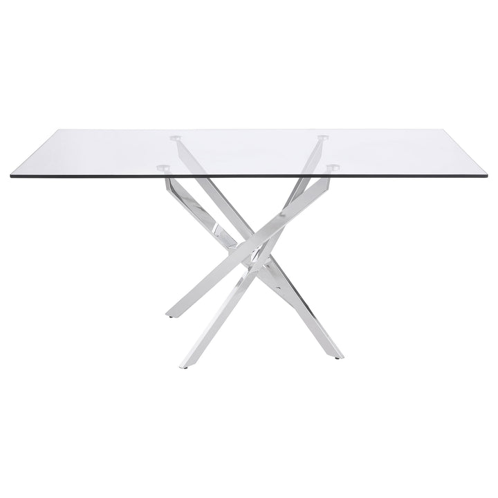 Carmelo X-shaped Dining Table Chrome and Clear