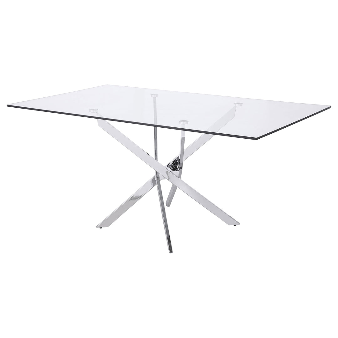 Carmelo X-shaped Dining Table Chrome and Clear