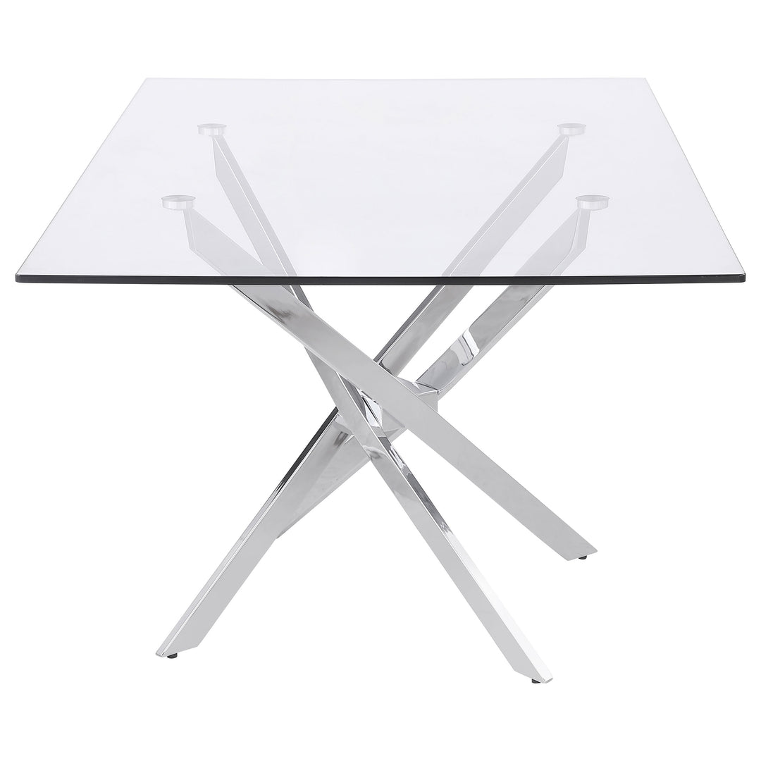 Carmelo X-shaped Dining Table Chrome and Clear