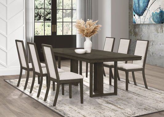 Kelly 7-piece Rectangular Dining Table Set Beige and Dark Grey