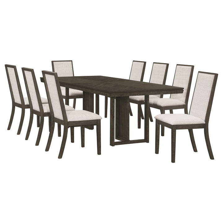 Kelly 9-piece Rectangular Dining Table Set Beige and Dark Grey