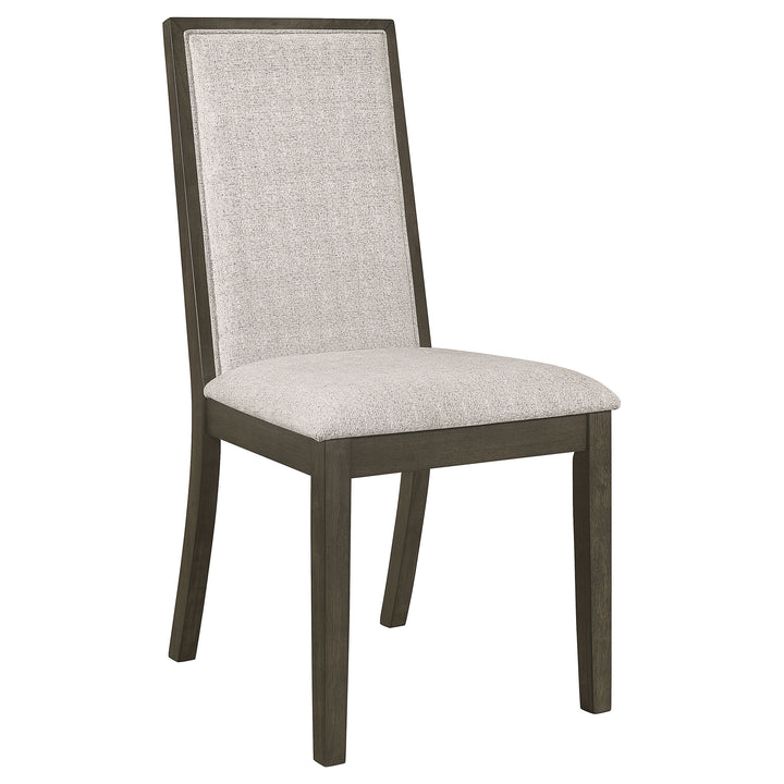 Kelly Upholstered Solid Back Dining Side Chair Beige and Dark Grey (Set of 2)