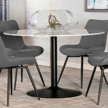 Bartole Round Dining Table White and Matte Black