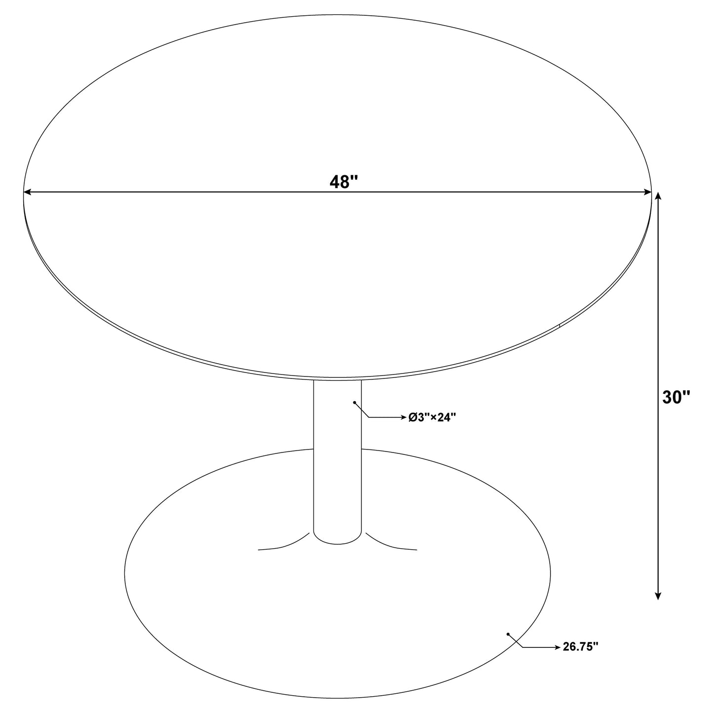 Bartole Round Dining Table White and Matte Black