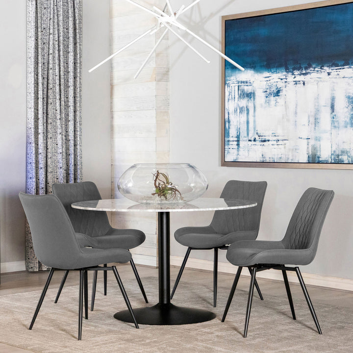 Bartole Round Dining Table White and Matte Black