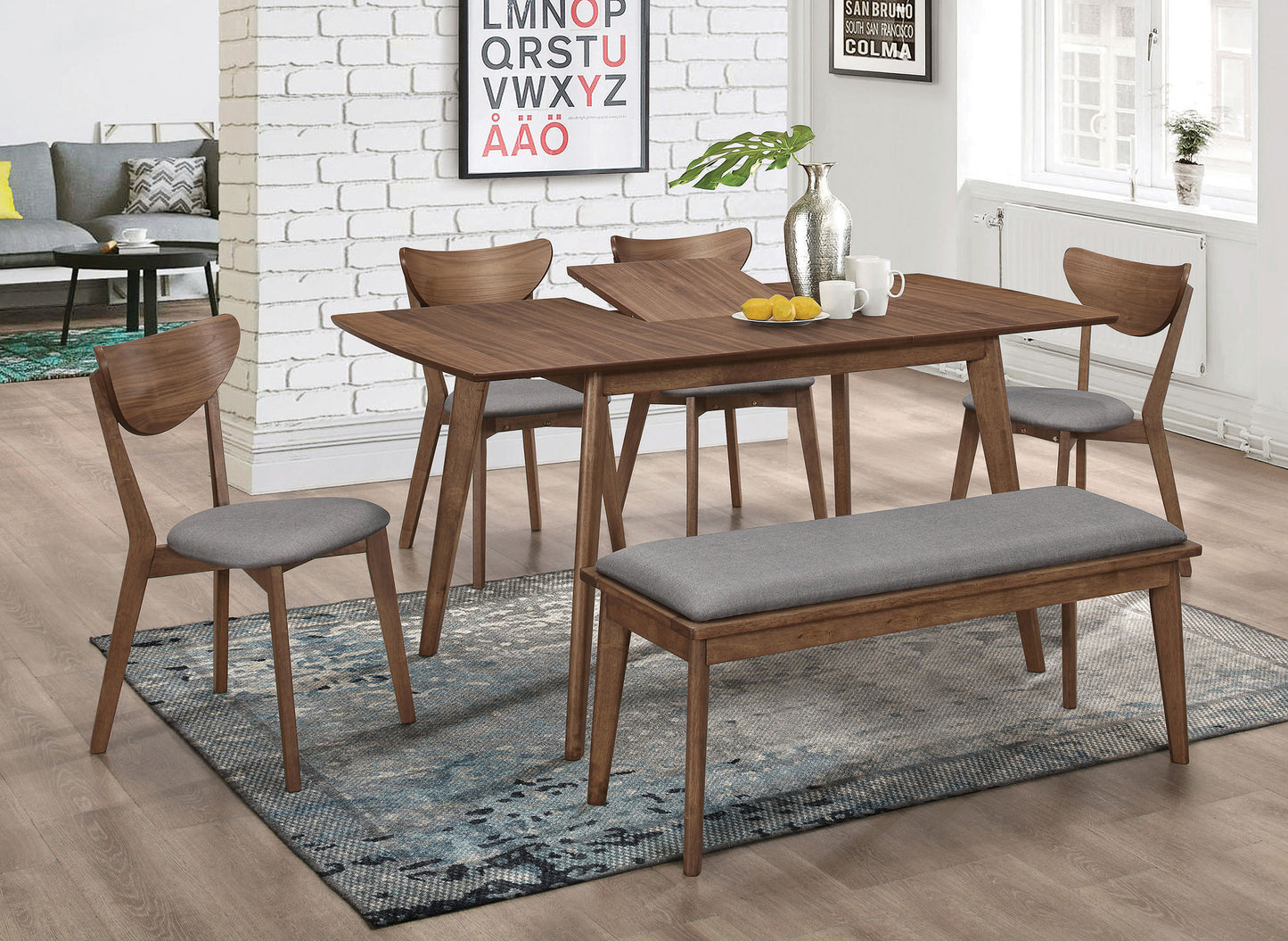 Alfredo Rectangular Dining Table Natural Walnut