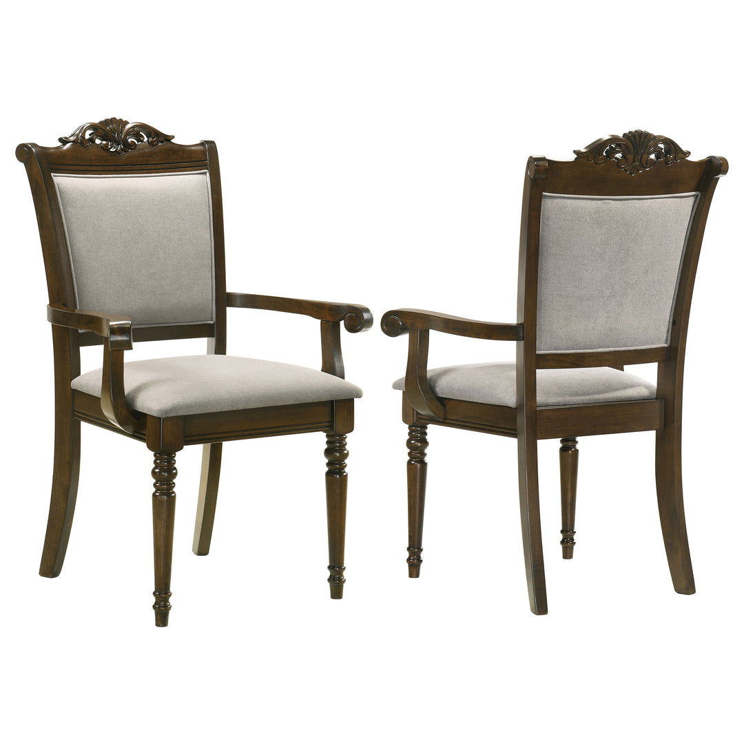 Willowbrook Upholstered Dining Armchair Grey and Chestnut (Set of 2)