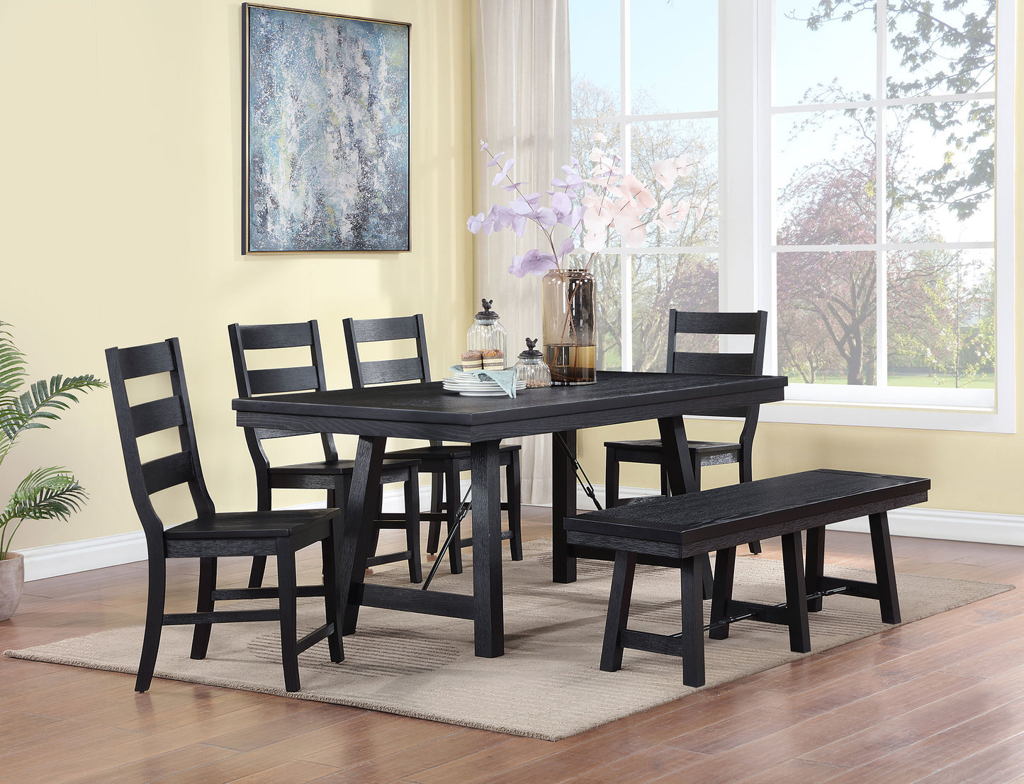 Newport Trestle Dining Bench Black