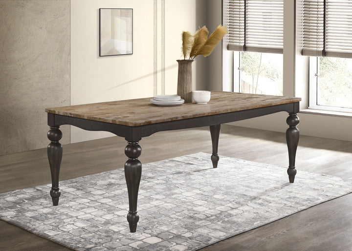 Bridget Rectangular Dining Table Brown Brushed and Charcoal Sandthrough