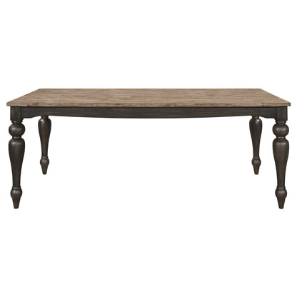 Bridget Rectangular Dining Table Brown Brushed and Charcoal Sandthrough