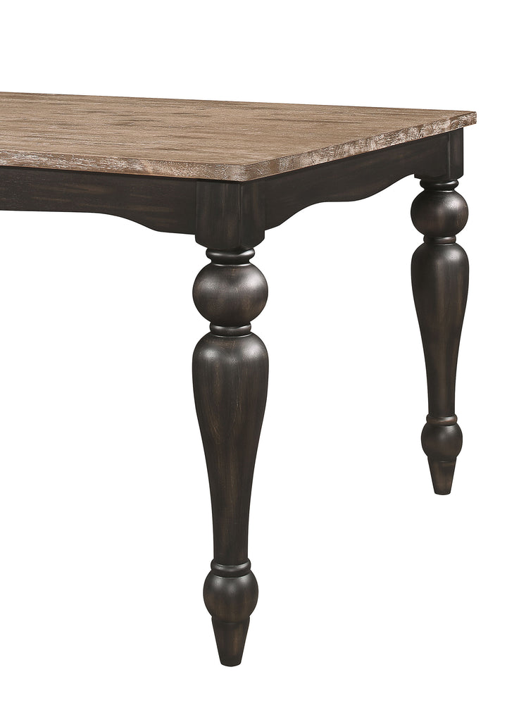 Bridget Rectangular Dining Table Brown Brushed and Charcoal Sandthrough