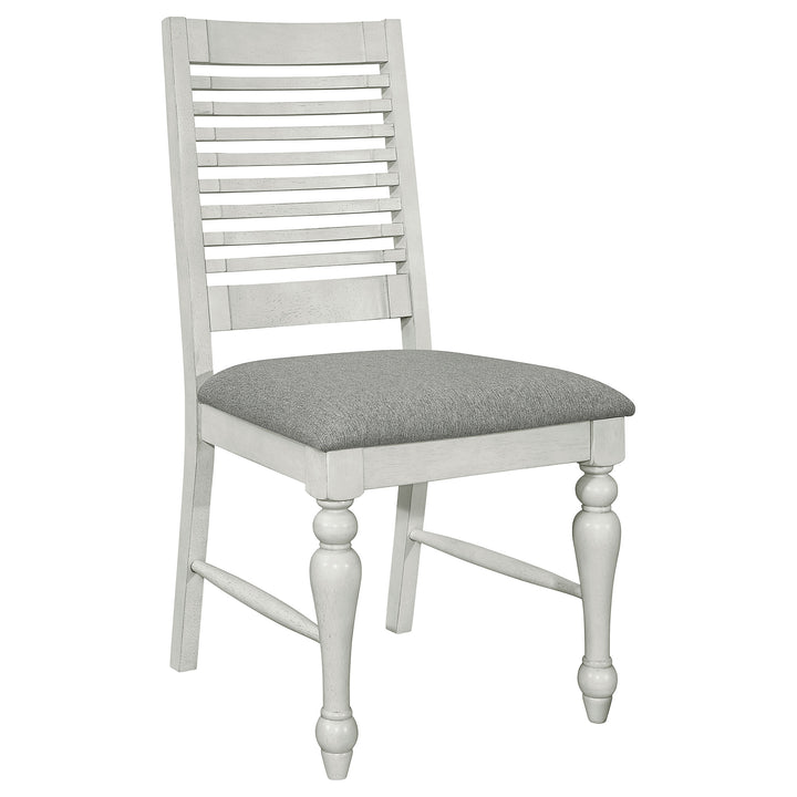 Aventine Ladder Back Dining Side Chair with Upholstered Seat Vintage Chalk and Grey (Set of 2)