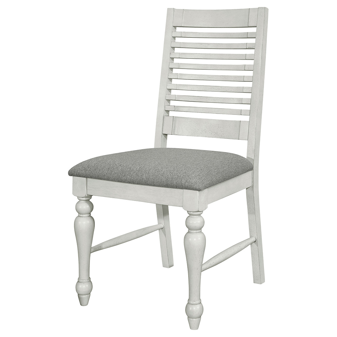 Aventine Ladder Back Dining Side Chair with Upholstered Seat Vintage Chalk and Grey (Set of 2)