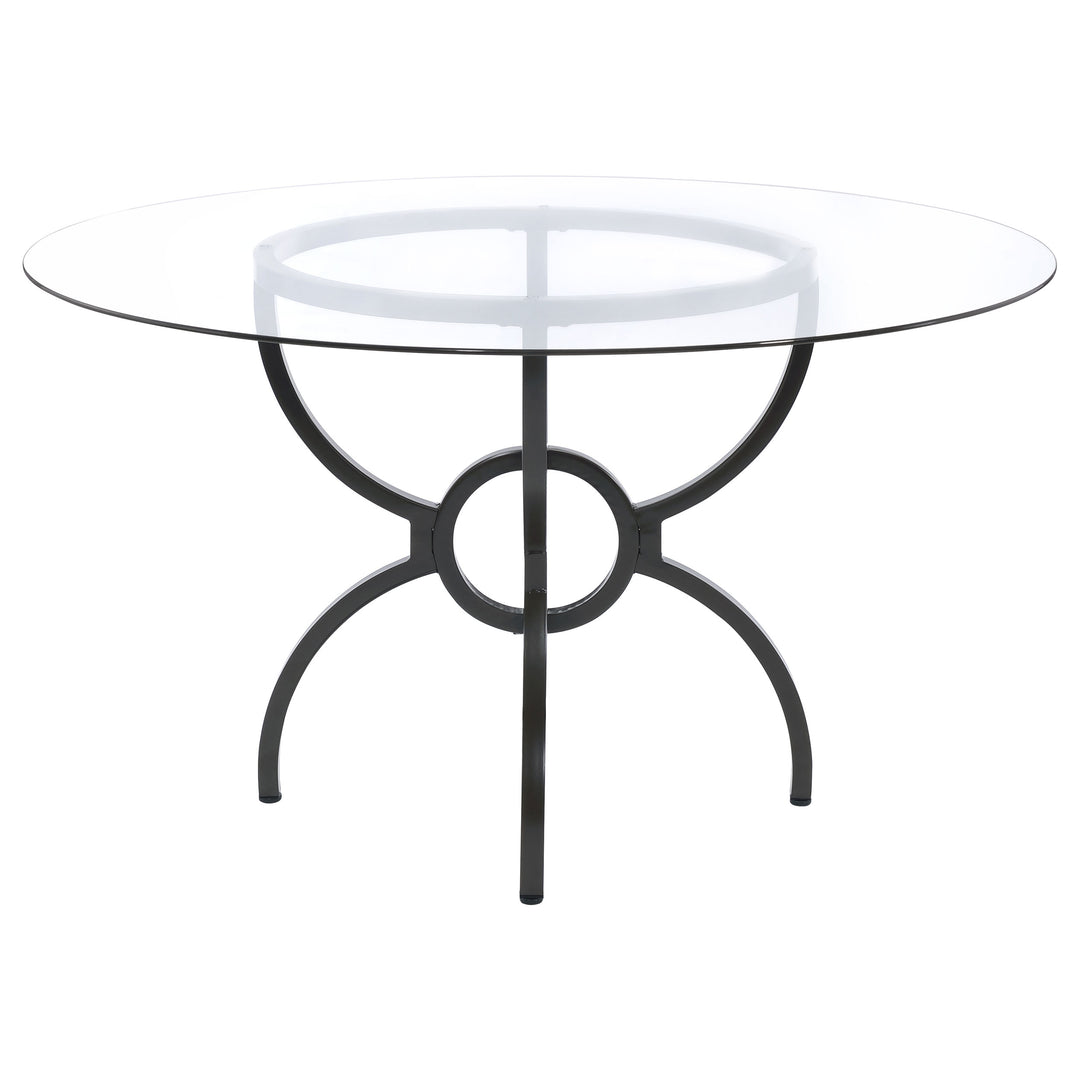 Aviano 48" Round Glass Top Dining Table Clear and Gunmetal