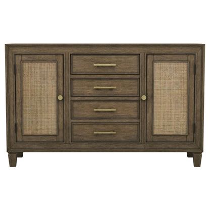 Matisse 4-drawer Dining Sideboard Buffet Cabinet with Rattan Cabinet Doors Brown