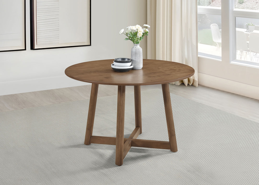 Dinah Round Solid Wood Dining Table Walnut