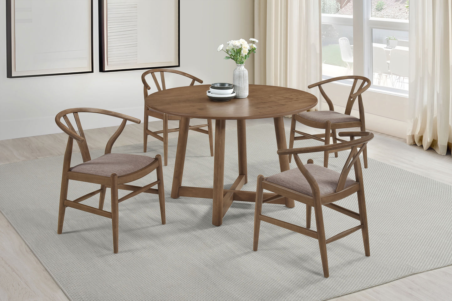 Dinah Round Solid Wood Dining Table Walnut