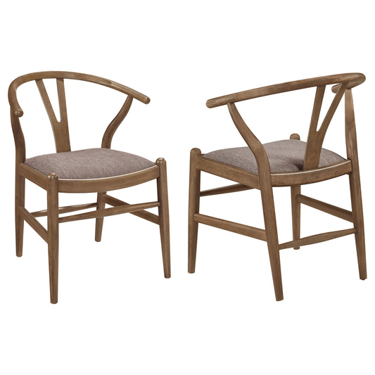 Dinah Danish Y-Shaped Back Wishbone Dining Side Chair Walnut and Brown (Set of 2)