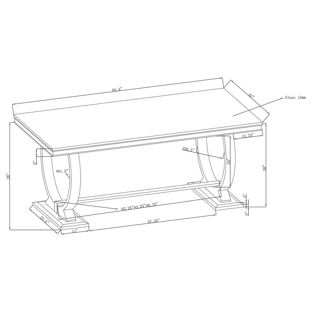 Antoine Rectangle Dining Table White and Chrome