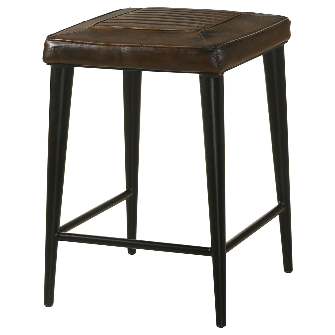 Alvaro Leather Upholstered Backless Counter Height Stool Antique Brown and Black (Set of 2)