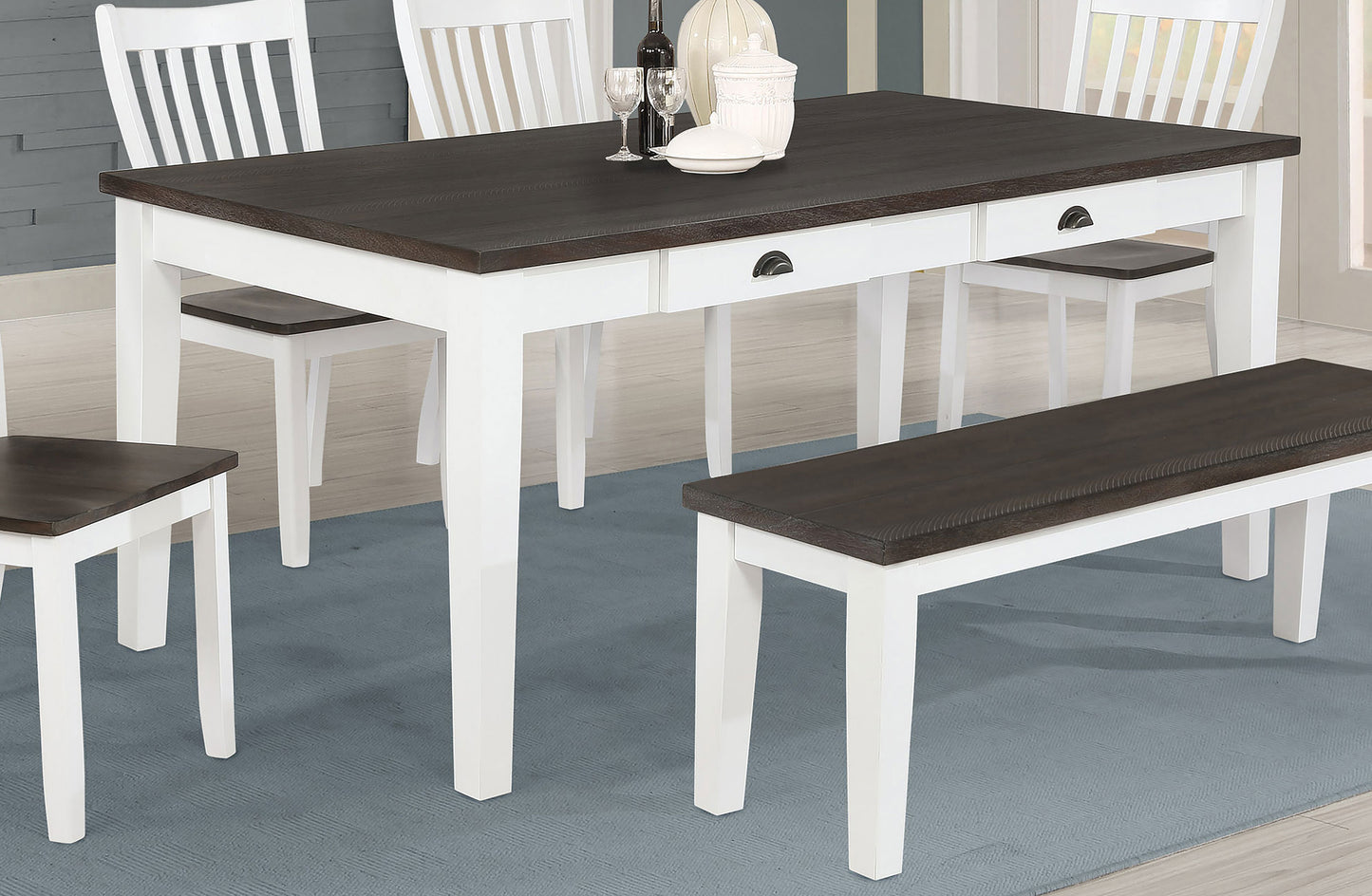 Kingman 4-drawer Dining Table Espresso and White