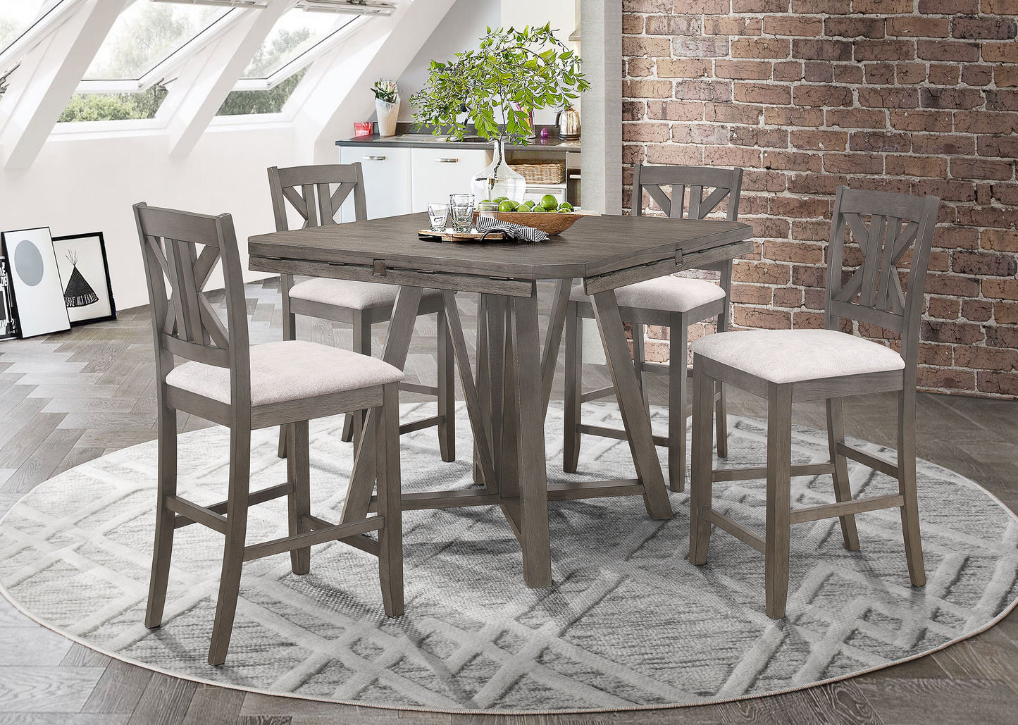 Athens 5-piece Counter Height Dining Set Barn Grey