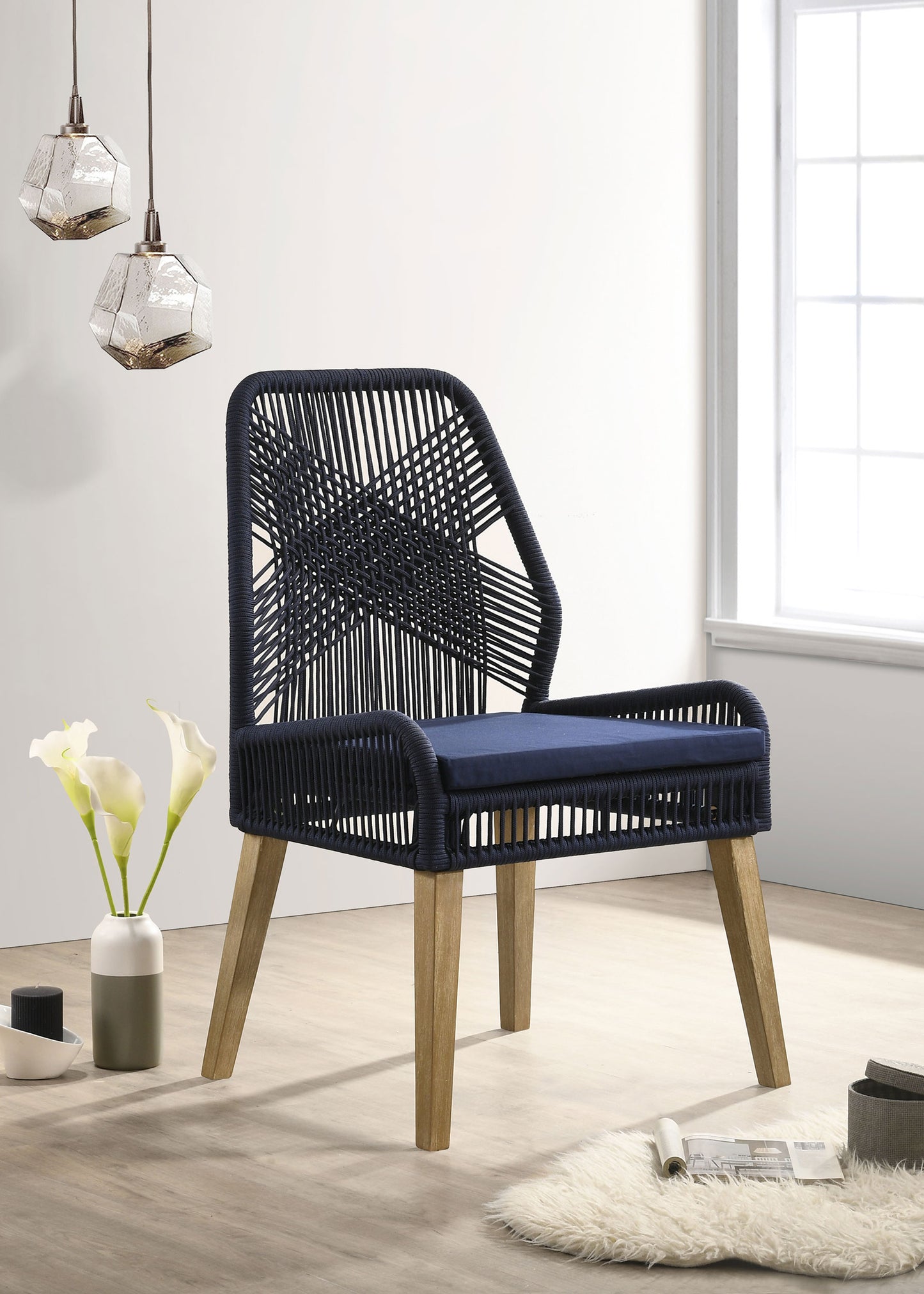 Nakia Woven Rope Dining Chairs Dark Navy (Set of 2)