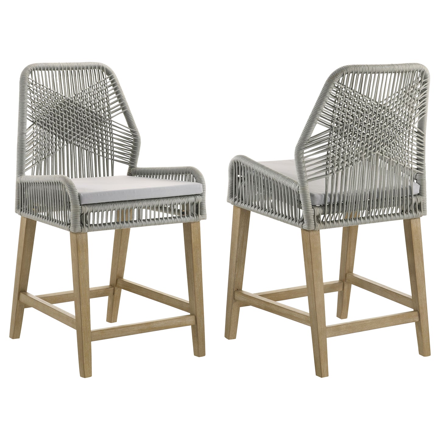 Nakia Woven Rope Back Counter Height Stools (Set of 2)