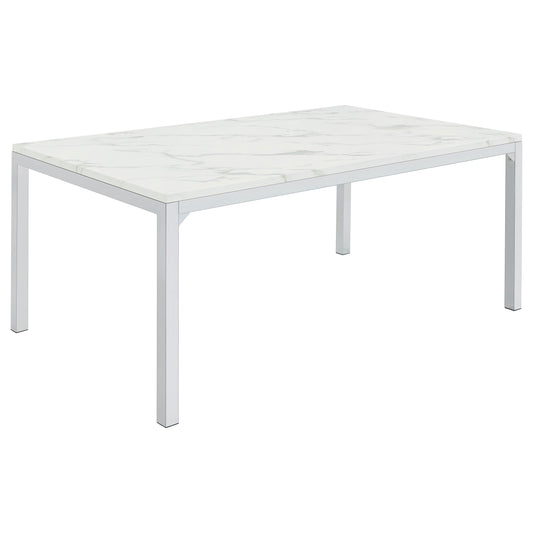 Athena Rectangle Dining Table with Marble Top Chrome