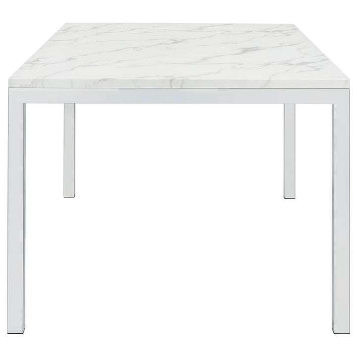 Athena Rectangle Dining Table with Marble Top Chrome