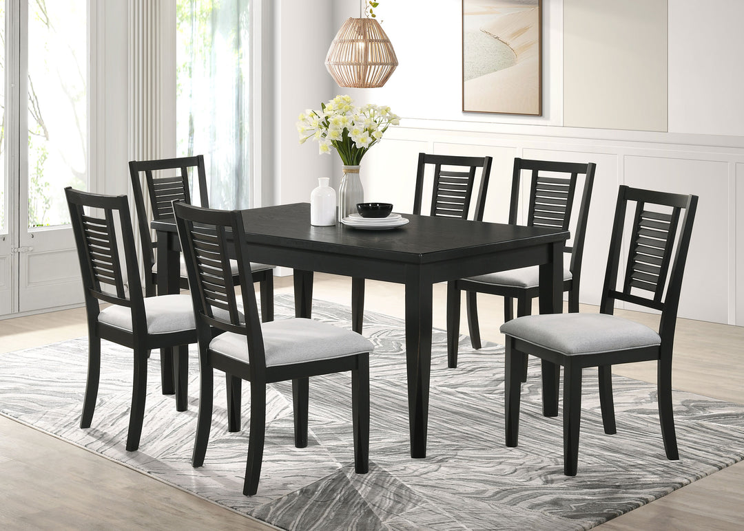 Appleton Rectangular Wood Dining Table Black Washed