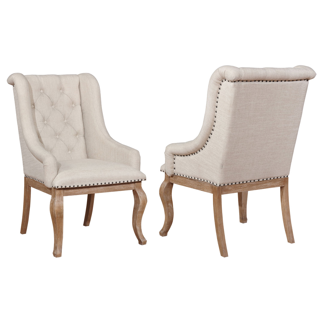 Brockway Tufted Arm Chairs Cream and Barley Brown (Set of 2)