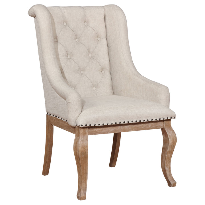 Brockway Tufted Arm Chairs Cream and Barley Brown (Set of 2)