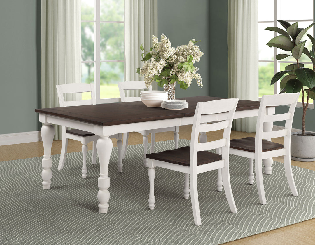 Madelyn 5-piece Rectangle Dining Set Dark Cocoa and Coastal White