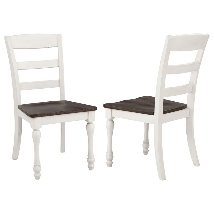 Madelyn Ladder Back Side Chairs Dark Cocoa and Coastal White (Set of 2)