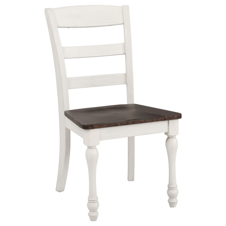 Madelyn Ladder Back Side Chairs Dark Cocoa and Coastal White (Set of 2)