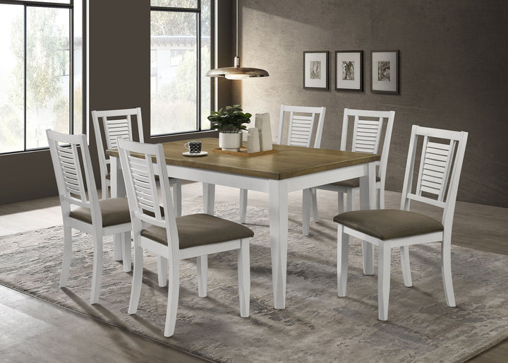 Appleton 7-piece Rectangular Dining Set Brown Brushed and White