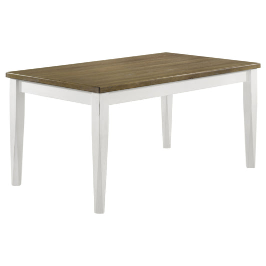 Appleton Rectangular Wood Dining Table Brown Brushed and White