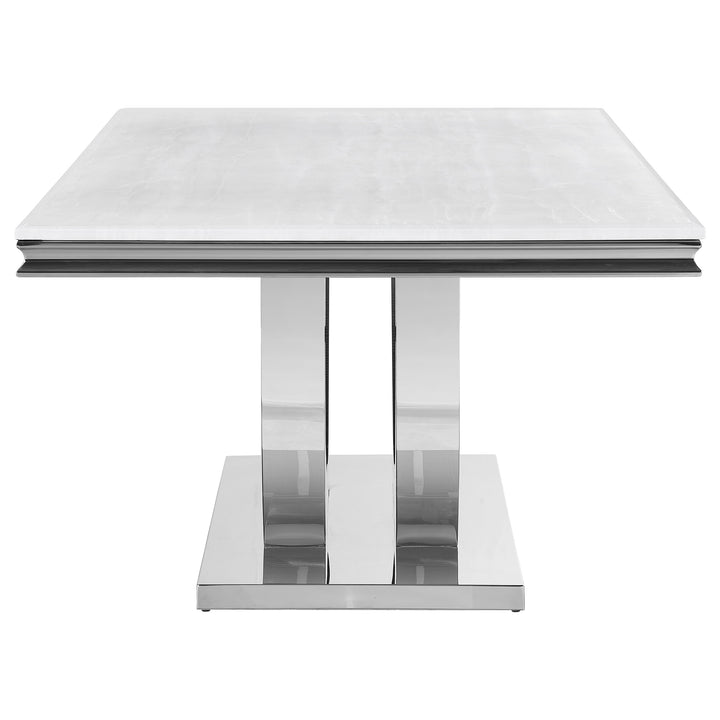 Kerwin Rectangle Faux Marble Top Dining Table White and Chrome