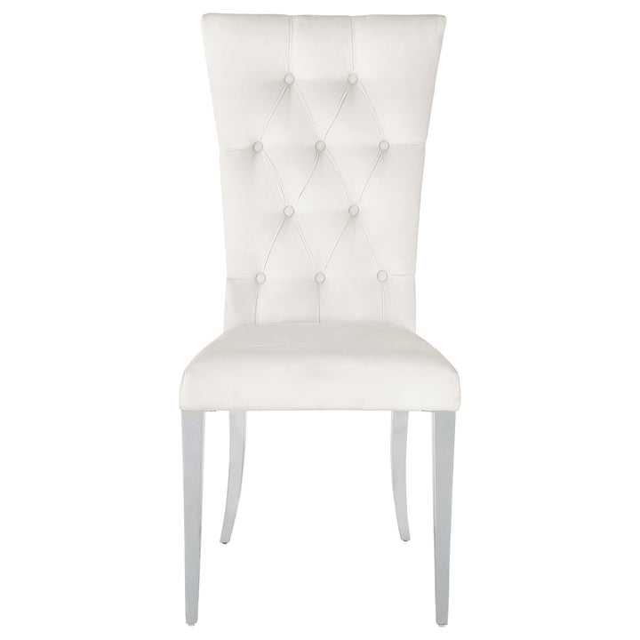 Kerwin Tufted Upholstered Side Chair (Set of 2) White and Chrome