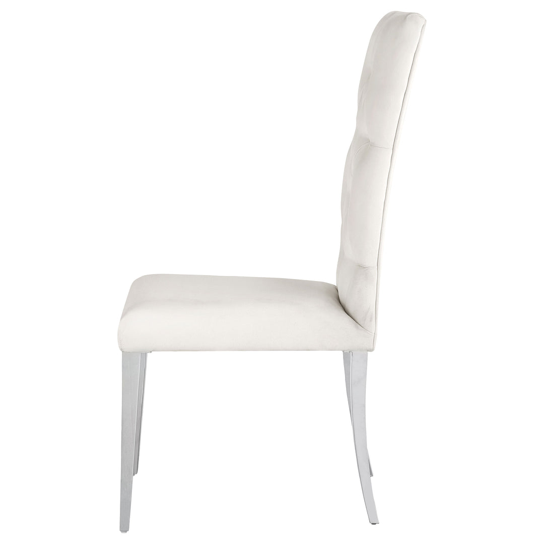 Kerwin Tufted Upholstered Side Chair (Set of 2) White and Chrome