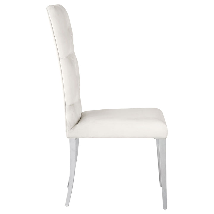 Kerwin Tufted Upholstered Side Chair (Set of 2) White and Chrome