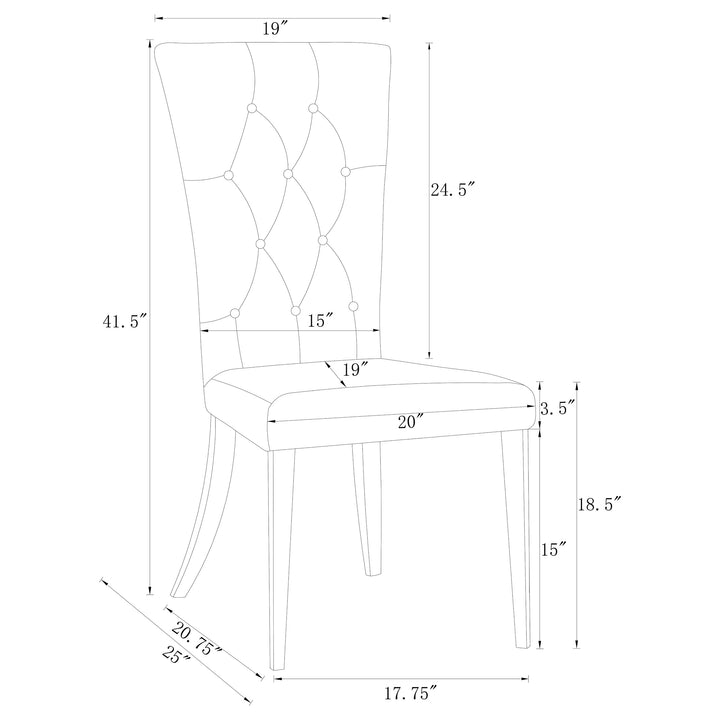 Kerwin Tufted Upholstered Side Chair (Set of 2) White and Chrome