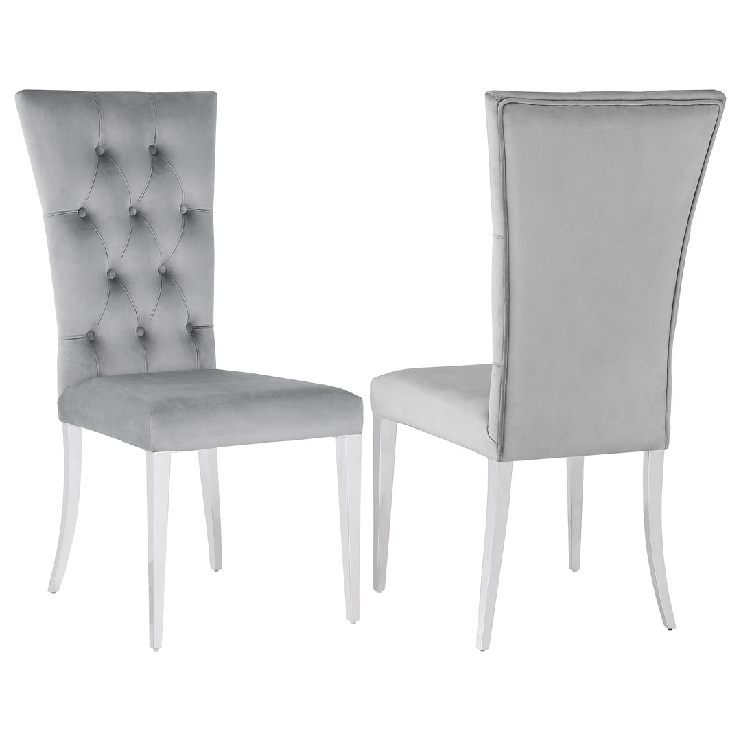 Kerwin Tufted Upholstered Side Chair (Set of 2) Grey and Chrome