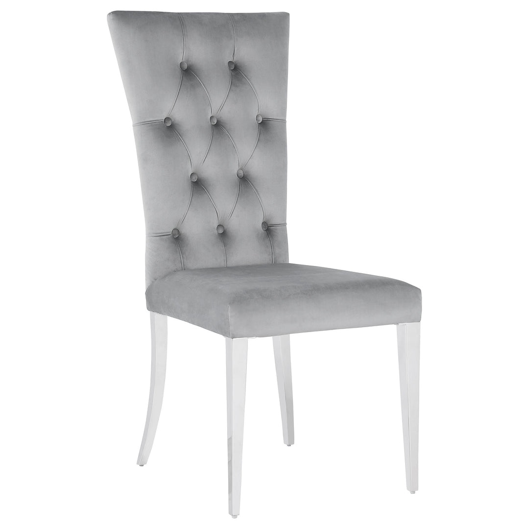 Kerwin Tufted Upholstered Side Chair (Set of 2) Grey and Chrome