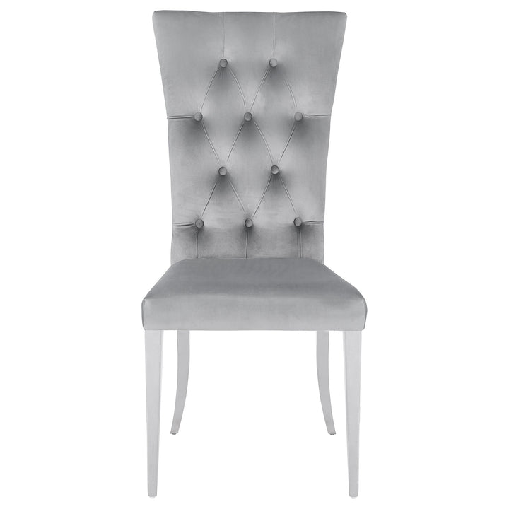 Kerwin Tufted Upholstered Side Chair (Set of 2) Grey and Chrome