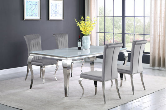 Carone 5-piece 81" Rectangular Dining Set Grey and Chrome