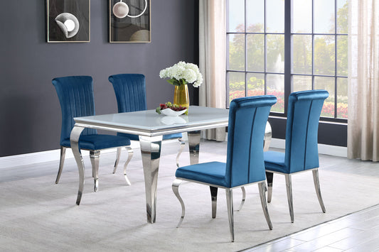 Carone 5-piece 61" Rectangular Dining Set Teal and Chrome